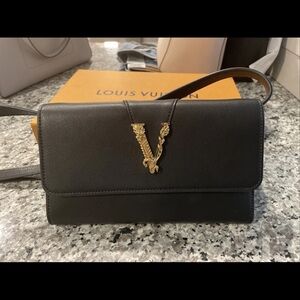 Versace Black Crossbody Bag with Gold Logo